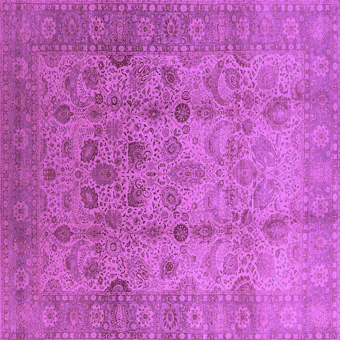 Square Machine Washable Oriental Purple Traditional Area Rugs, wshurb633pur