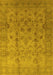 Machine Washable Oriental Yellow Traditional Rug, wshurb633yw