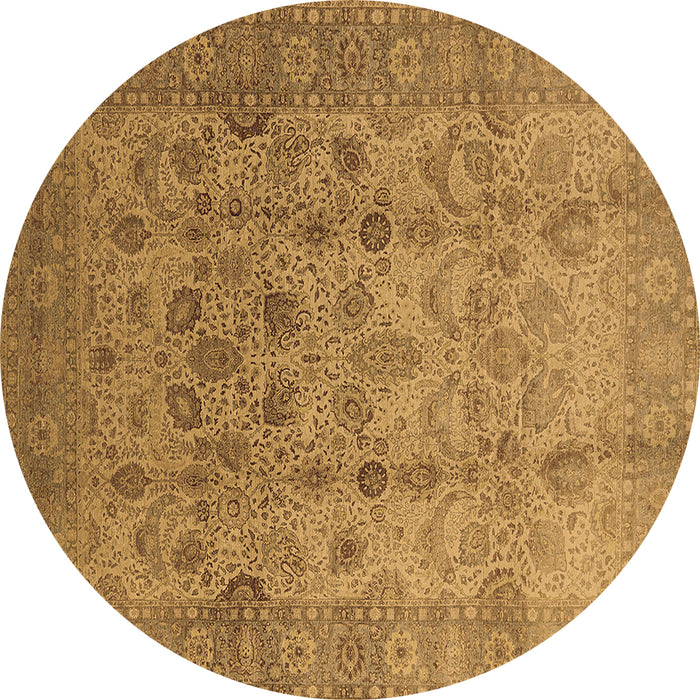 Round Oriental Brown Traditional Rug, urb633brn