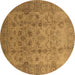 Round Oriental Brown Traditional Rug, urb633brn