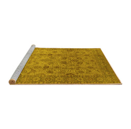 Sideview of Machine Washable Oriental Yellow Traditional Rug, wshurb633yw