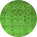 Round Oriental Green Traditional Rug, urb633grn