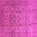 Square Machine Washable Oriental Pink Traditional Rug, wshurb633pnk