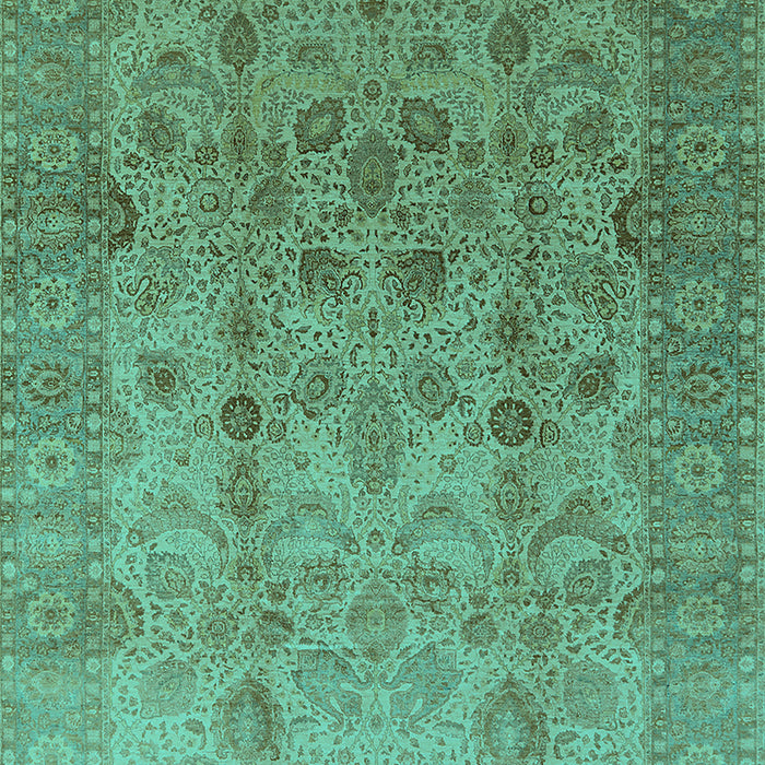 Machine Washable Oriental Turquoise Traditional Area Rugs, wshurb633turq