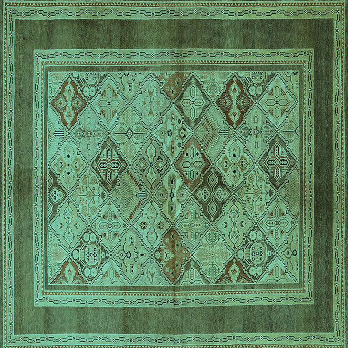 Square Oriental Turquoise Industrial Rug, urb634turq