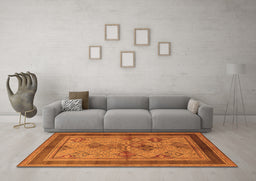 Machine Washable Oriental Orange Industrial Area Rugs in a Living Room, wshurb634org