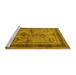 Sideview of Machine Washable Oriental Yellow Industrial Rug, wshurb634yw