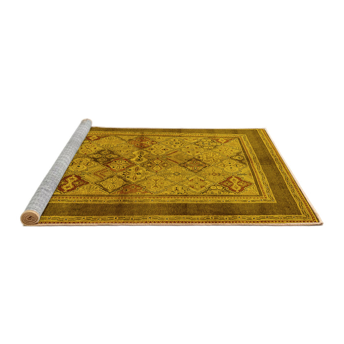 Sideview of Machine Washable Oriental Yellow Industrial Rug, wshurb634yw