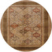 Round Mid-Century Modern Brown Oriental Rug, urb634