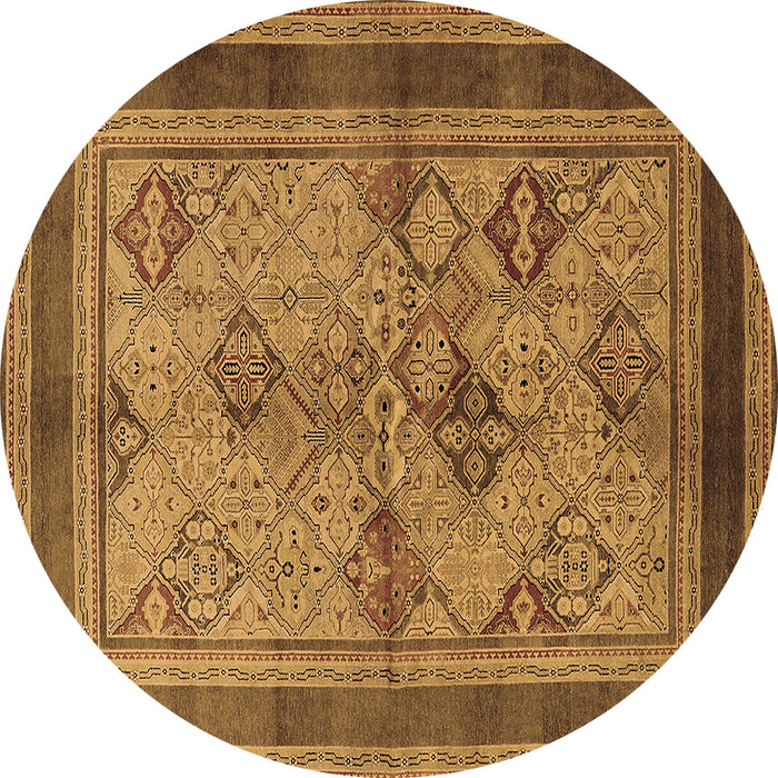 Round Oriental Brown Industrial Rug, urb634brn