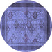 Round Oriental Blue Industrial Rug, urb634blu