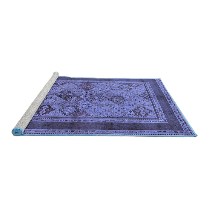 Sideview of Machine Washable Oriental Blue Industrial Rug, wshurb634blu