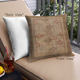 Front View of Mid-Century Modern Urban Square Peru Brown Throw Pillow, 18 inch by 18 inch, pwurb634