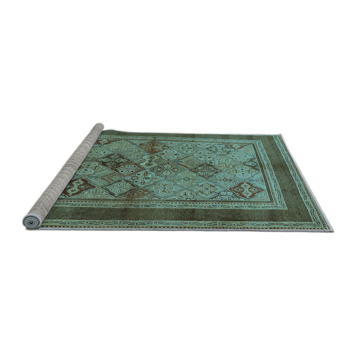Sideview of Machine Washable Oriental Light Blue Industrial Rug, wshurb634lblu
