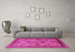 Machine Washable Oriental Pink Industrial Rug in a Living Room, wshurb634pnk