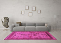 Machine Washable Oriental Pink Industrial Rug, wshurb634pnk