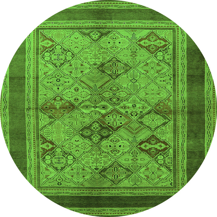 Round Oriental Green Industrial Rug, urb634grn