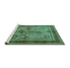 Sideview of Machine Washable Oriental Turquoise Industrial Area Rugs, wshurb634turq