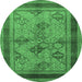 Round Oriental Emerald Green Industrial Rug, urb634emgrn