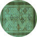 Round Oriental Turquoise Industrial Rug, urb634turq