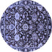 Round Machine Washable Oriental Blue Industrial Rug, wshurb635blu