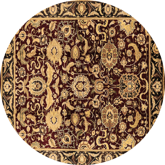 Round Oriental Brown Industrial Rug, urb635brn