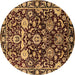 Round Oriental Brown Industrial Rug, urb635brn