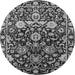 Round Machine Washable Oriental Gray Industrial Rug, wshurb635gry