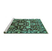 Sideview of Machine Washable Oriental Turquoise Industrial Area Rugs, wshurb635turq