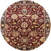 Round Machine Washable Industrial Modern Deep Red Rug, wshurb635