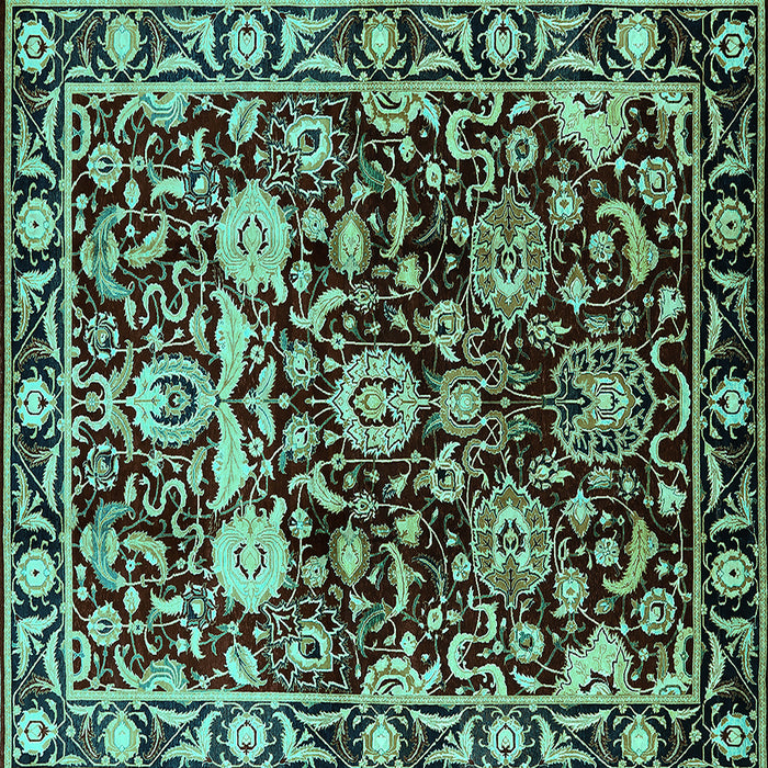 Square Oriental Turquoise Industrial Rug, urb635turq