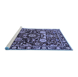 Sideview of Machine Washable Oriental Blue Industrial Rug, wshurb635blu