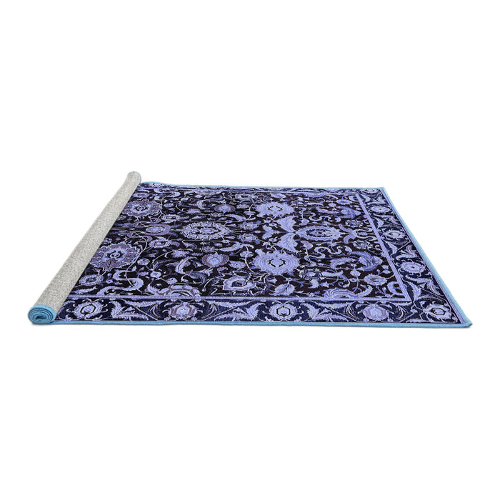 Sideview of Machine Washable Oriental Blue Industrial Rug, wshurb635blu