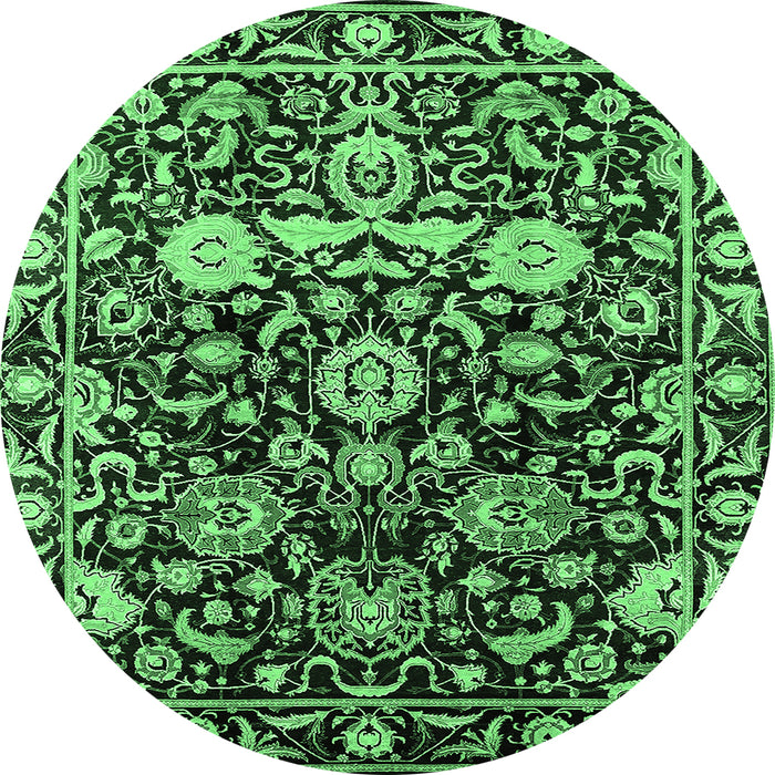 Round Oriental Emerald Green Industrial Rug, urb635emgrn