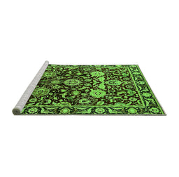 Sideview of Machine Washable Oriental Green Industrial Area Rugs, wshurb635grn