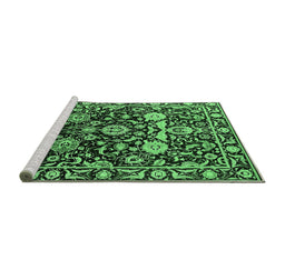 Sideview of Machine Washable Oriental Emerald Green Industrial Area Rugs, wshurb635emgrn