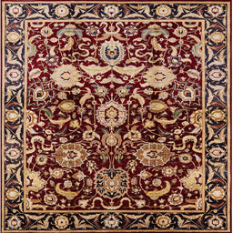 Square Machine Washable Industrial Modern Deep Red Rug, wshurb635