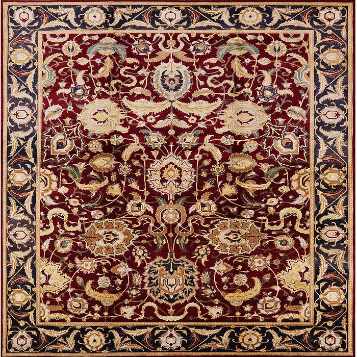 Square Machine Washable Industrial Modern Deep Red Rug, wshurb635