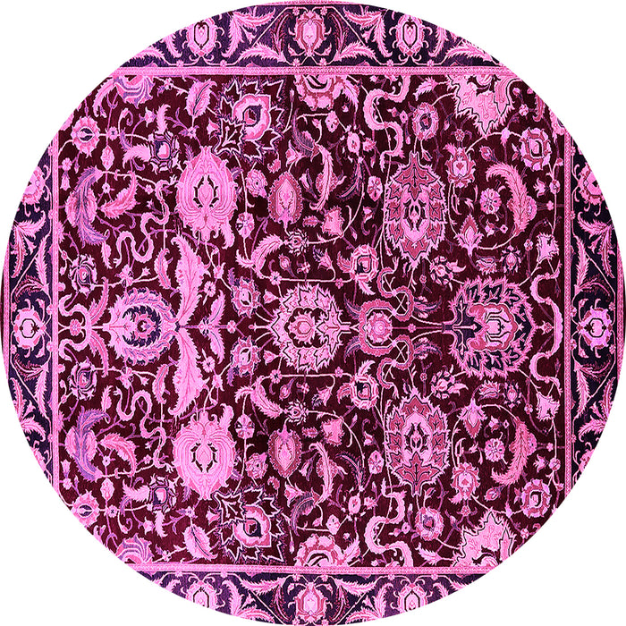 Round Oriental Pink Industrial Rug, urb635pnk