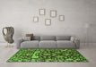 Machine Washable Oriental Green Industrial Area Rugs in a Living Room,, wshurb635grn