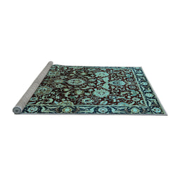 Sideview of Machine Washable Oriental Light Blue Industrial Rug, wshurb635lblu