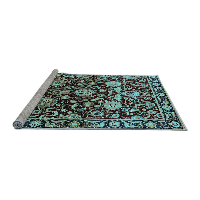 Sideview of Machine Washable Oriental Light Blue Industrial Rug, wshurb635lblu