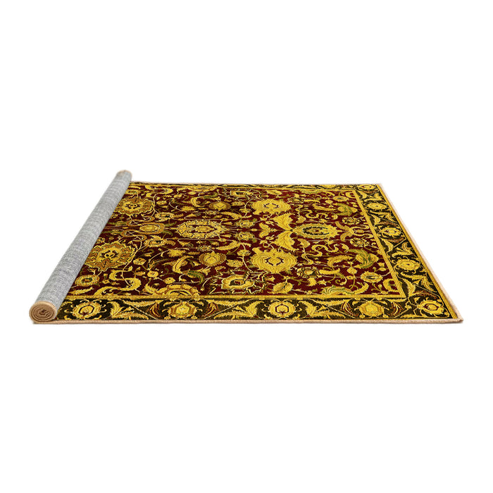 Sideview of Machine Washable Oriental Yellow Industrial Rug, wshurb635yw
