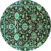 Round Oriental Turquoise Industrial Rug, urb635turq