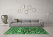 Machine Washable Oriental Emerald Green Industrial Area Rugs in a Living Room,, wshurb635emgrn