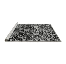 Sideview of Machine Washable Oriental Gray Industrial Rug, wshurb635gry