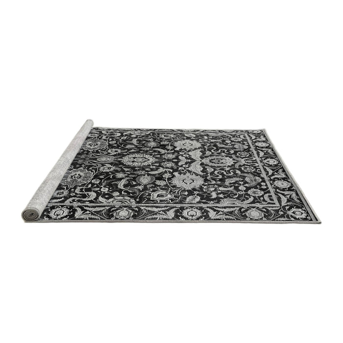 Sideview of Machine Washable Oriental Gray Industrial Rug, wshurb635gry