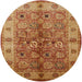 Round Mid-Century Modern Mahogany Brown Oriental Rug, urb636