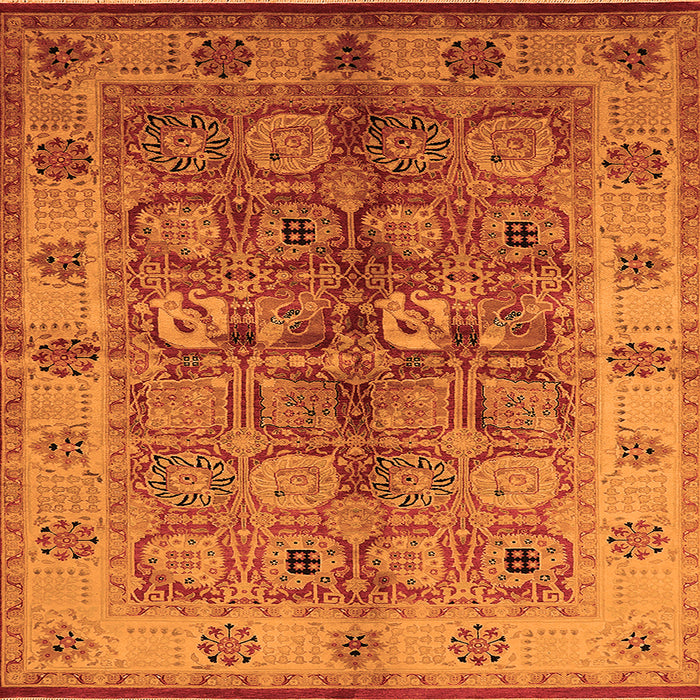 Square Oriental Orange Industrial Rug, urb636org