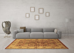 Machine Washable Oriental Brown Industrial Rug in a Living Room,, wshurb636brn
